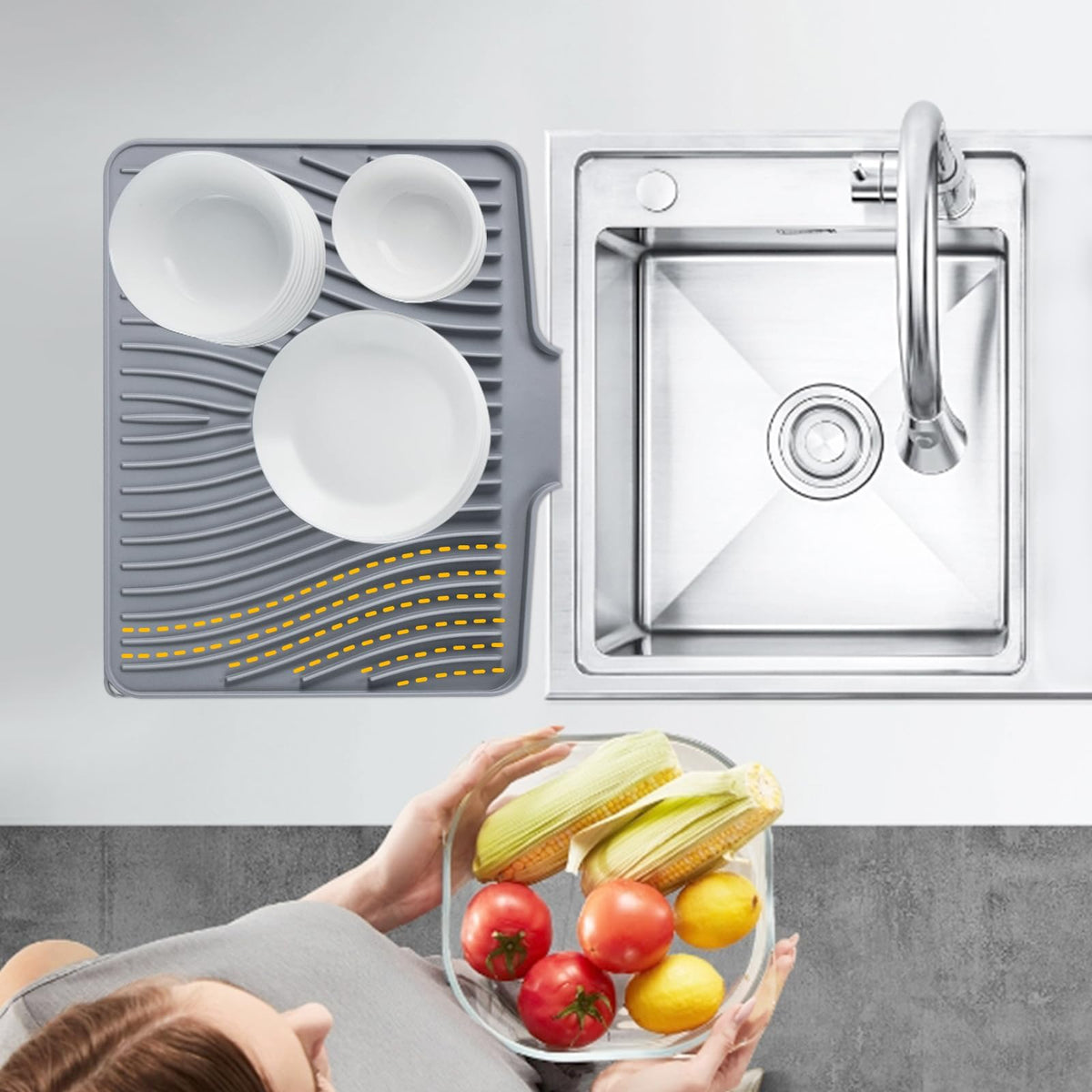 Southwold Silicone Dish Drying Mat Countertop Drain Pad