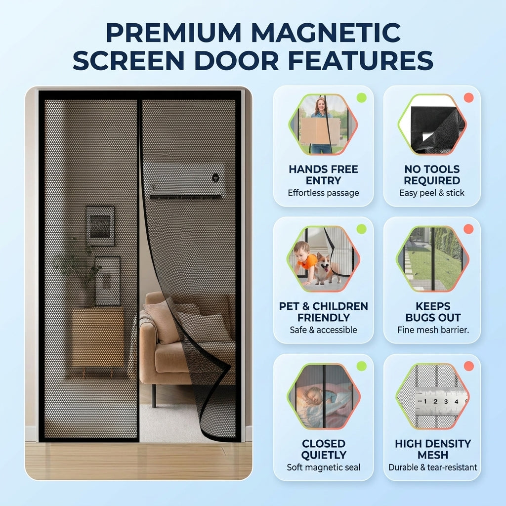 Orford Magnetic Fly Screen Door Mesh Curtain