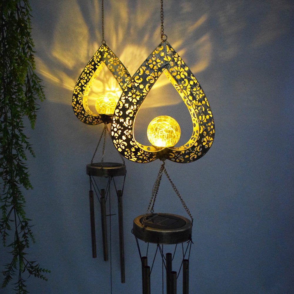 Bamburgh Heart Wind Chime Solar Light Hanging Garden Lamp