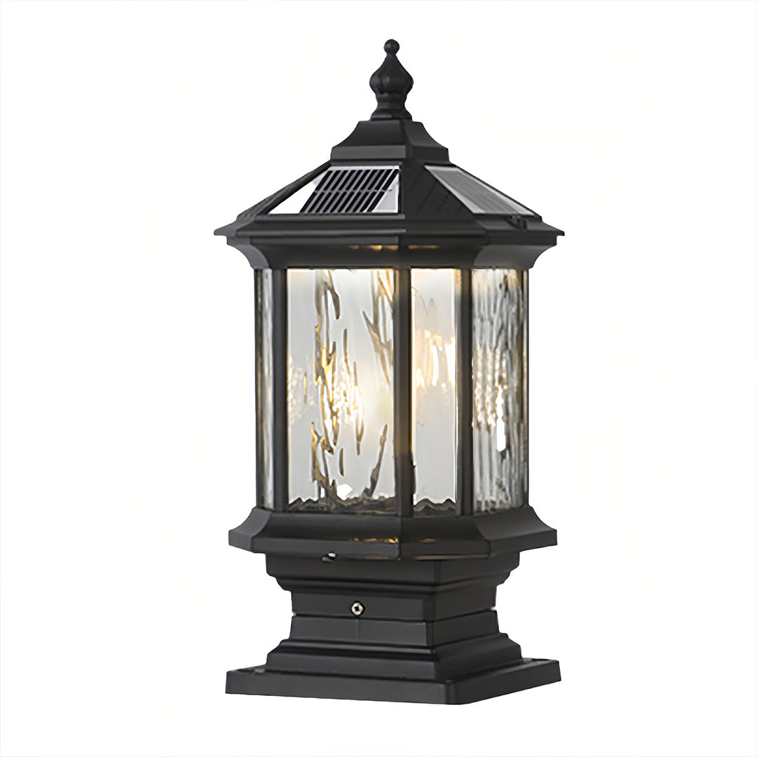 Wylam Vintage Lantern Pillar Light Solar or Hardwired