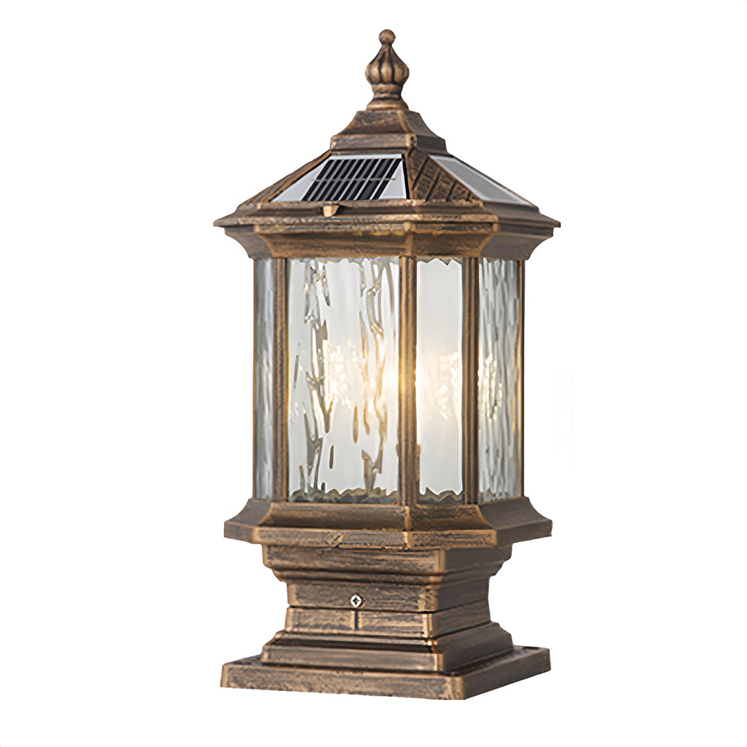 Wylam Vintage Lantern Pillar Light Solar or Hardwired