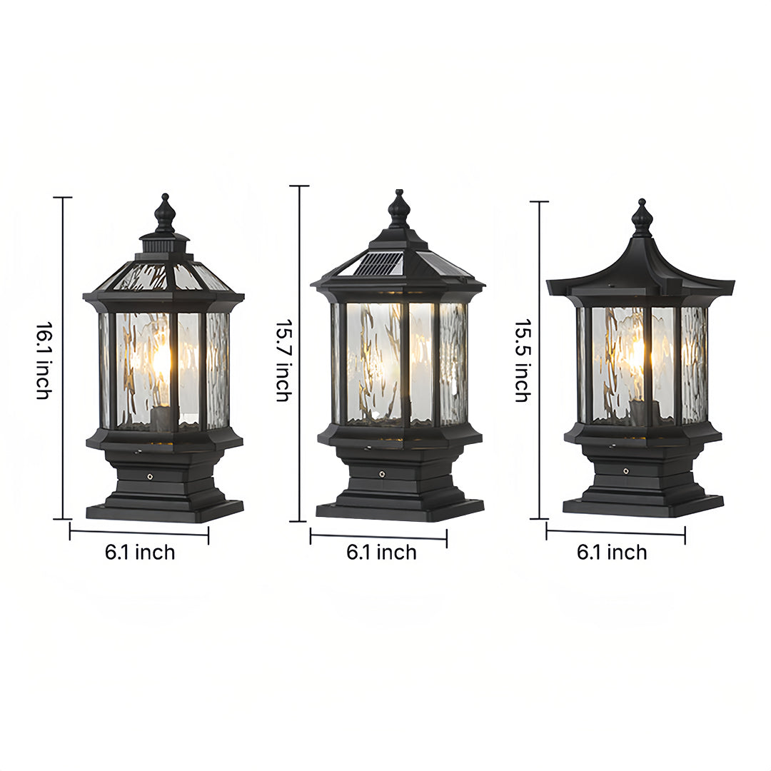 Wylam Vintage Lantern Pillar Light Solar or Hardwired