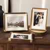 Brooks Wooden Tabletop Photo Frame Brass Corners Vintage