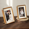 Brooks Wooden Tabletop Photo Frame Brass Corners Vintage