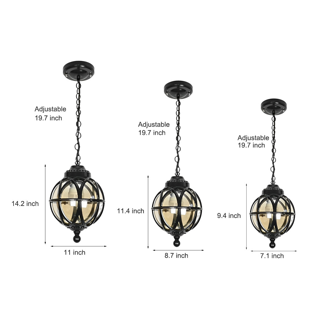 Tanfield Metal Orb Outdoor Pendant Light Globe Chain
