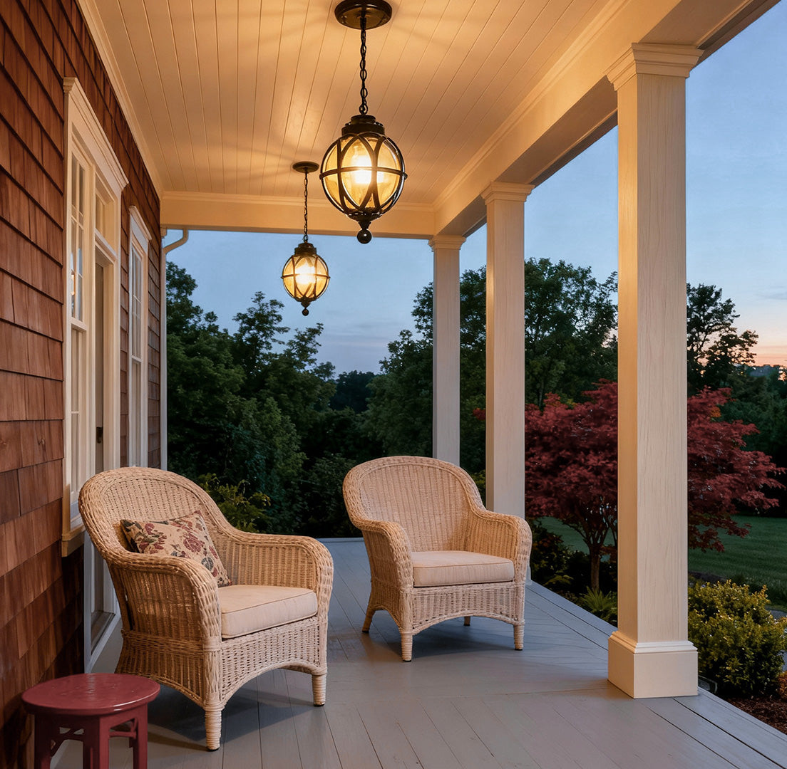 Tanfield Metal Orb Outdoor Pendant Light Globe Chain