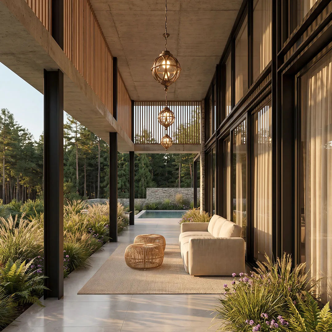 Tanfield Metal Orb Outdoor Pendant Light Globe Chain