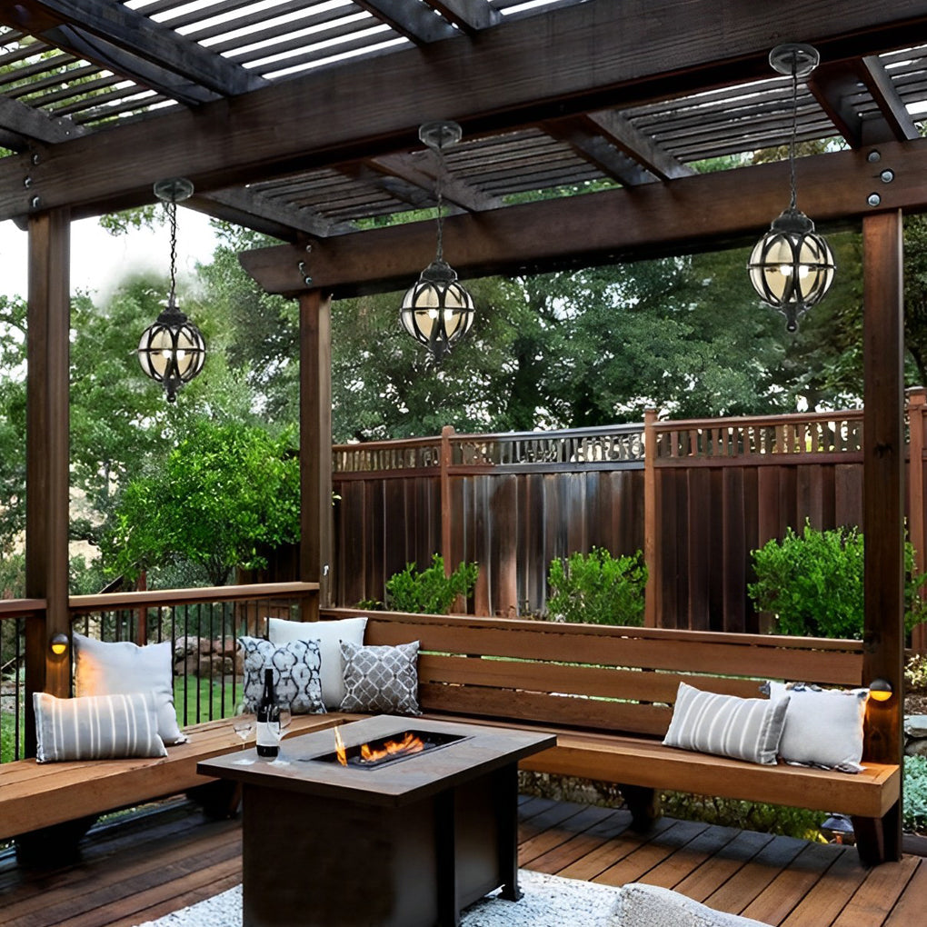 Tanfield Metal Orb Outdoor Pendant Light Globe Chain
