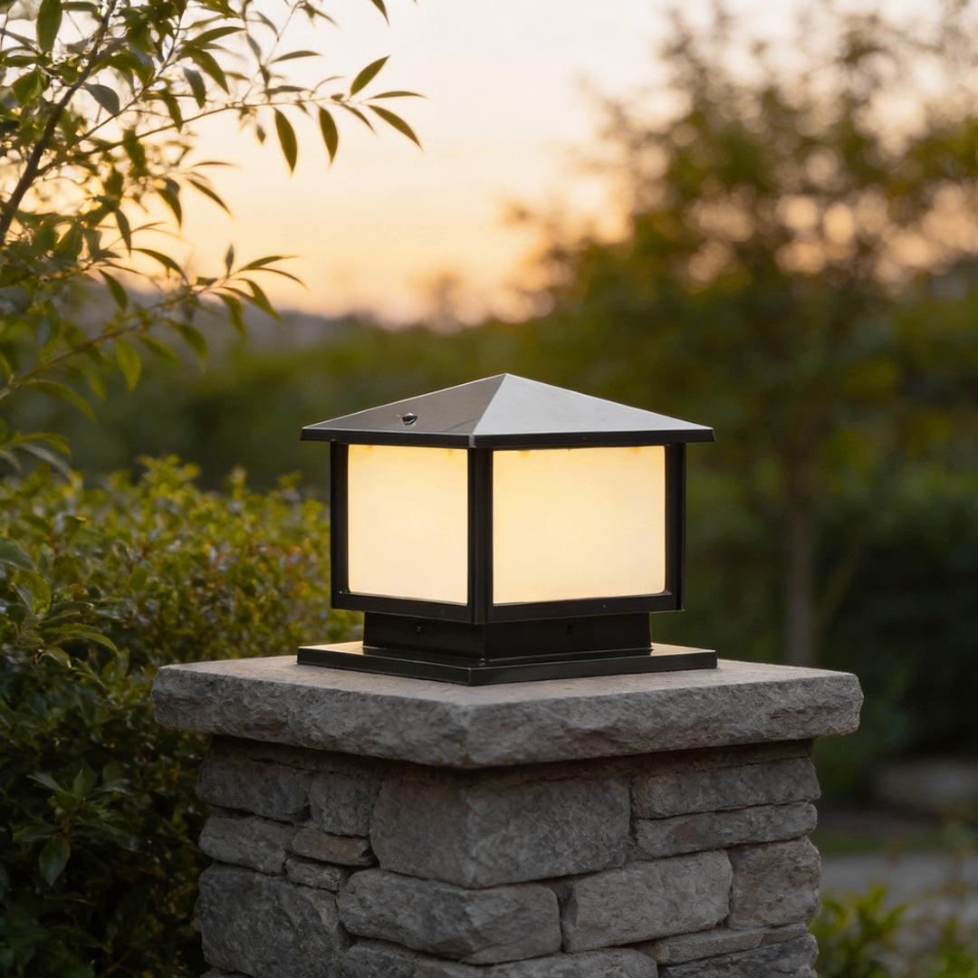 Allendale Square Pillar Light Solar or Hardwired Black