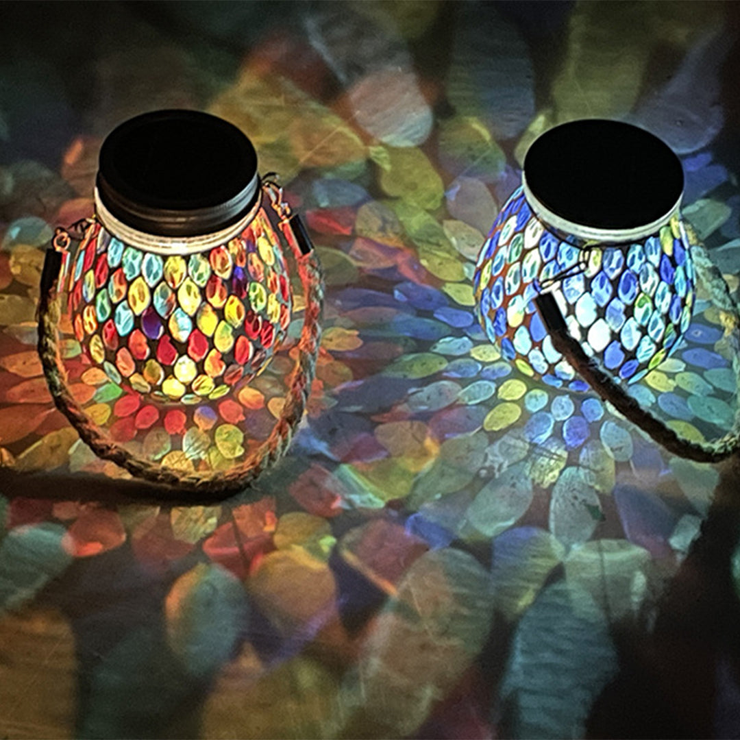 Wooler Mosaic Glass Solar Lights Set of 4 Garden Lanterns