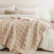Kingsand Ruched Faux Fur Throw Blanket Double Sided