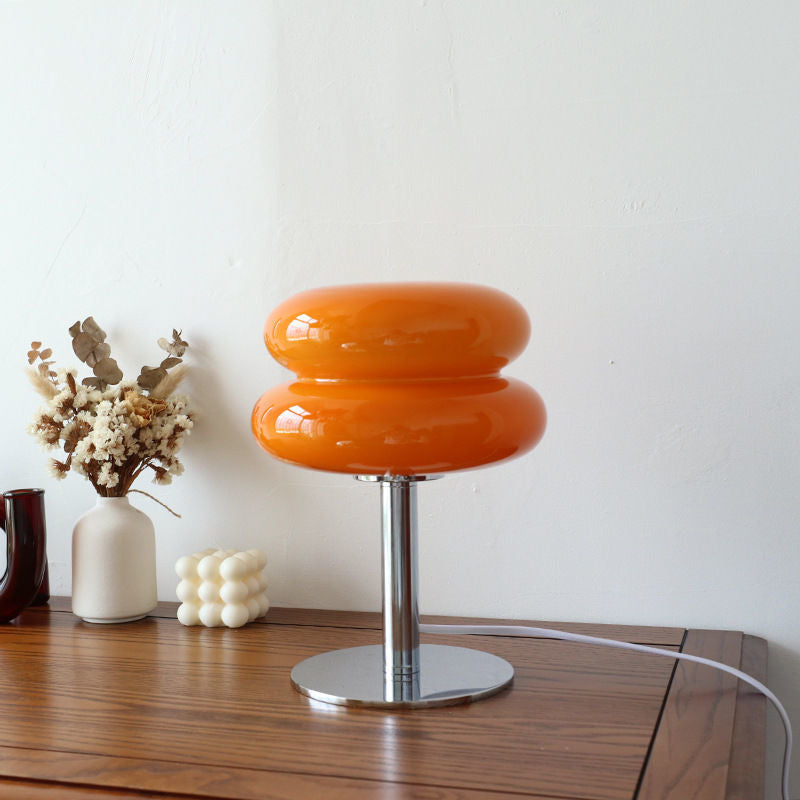 Ashcombe Glass Table Lamp Chrome Base Retro Bedside Light