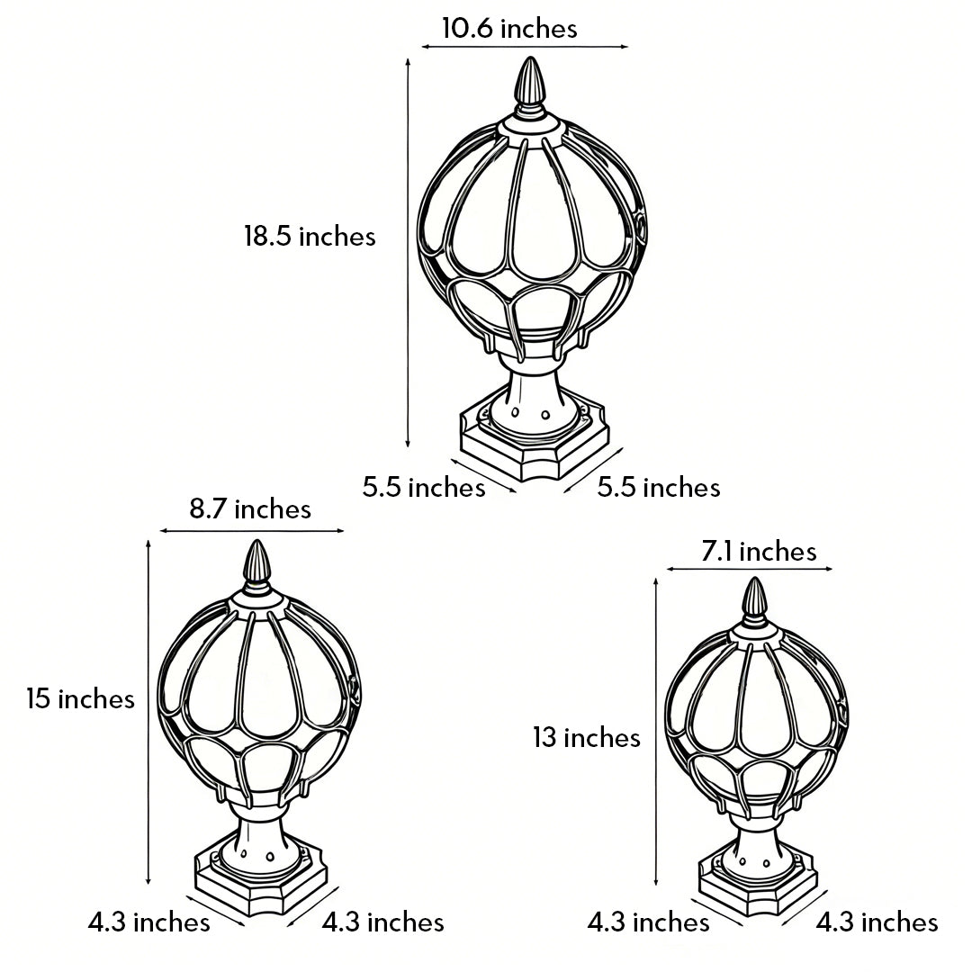 Masham Globe Pillar Light Clear Glass Retro Post Top Lamp