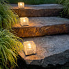 Reeth Solar Ice Cube Step Lights Set of 4 Crystal Glass