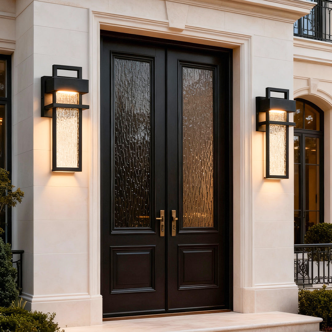 Ryton Black Outdoor Wall Light 12W LED Warm White