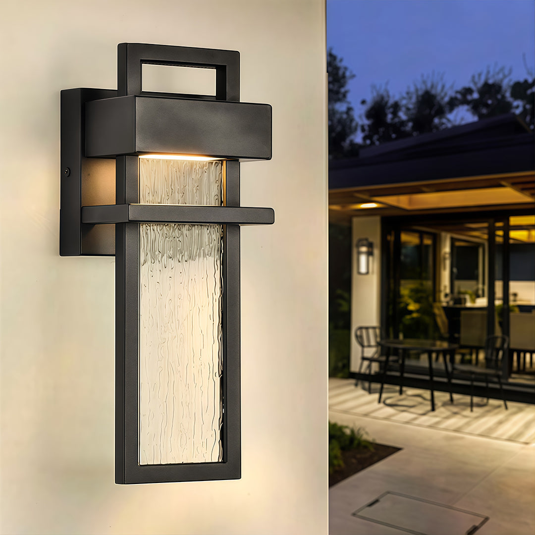 Ryton Black Outdoor Wall Light 12W LED Warm White