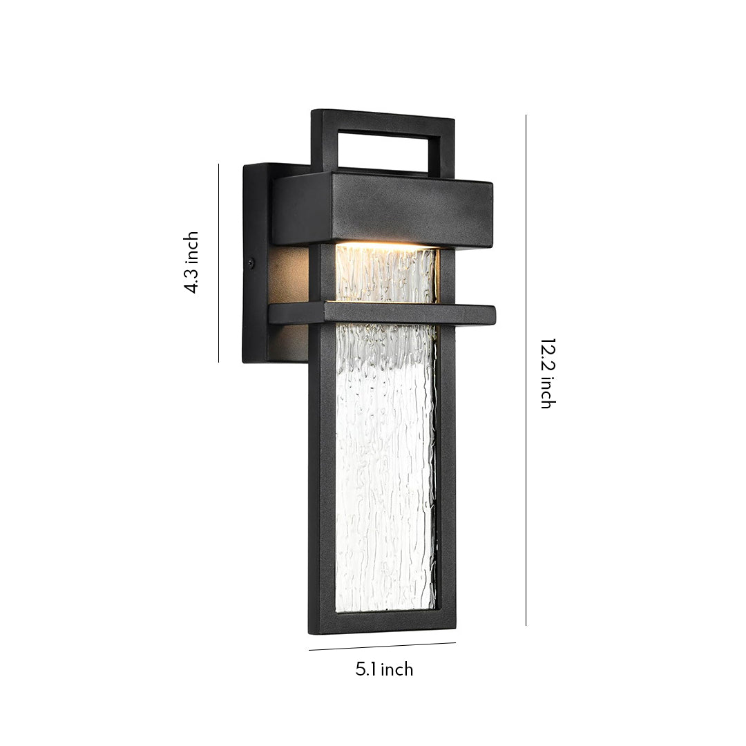 Ryton Black Outdoor Wall Light 12W LED Warm White