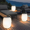 Craster Solar Floor Lantern White Wood Grain Portable LED