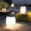 Craster Solar Floor Lantern White Wood Grain Portable LED