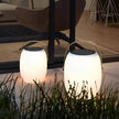 Craster Solar Floor Lantern White Wood Grain Portable LED