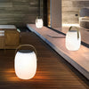 Craster Solar Floor Lantern White Wood Grain Portable LED