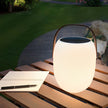 Craster Solar Floor Lantern White Wood Grain Portable LED