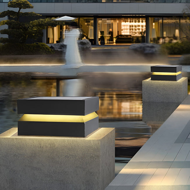 Otley Square Pillar Light Solar or Hardwired Stainless IP65