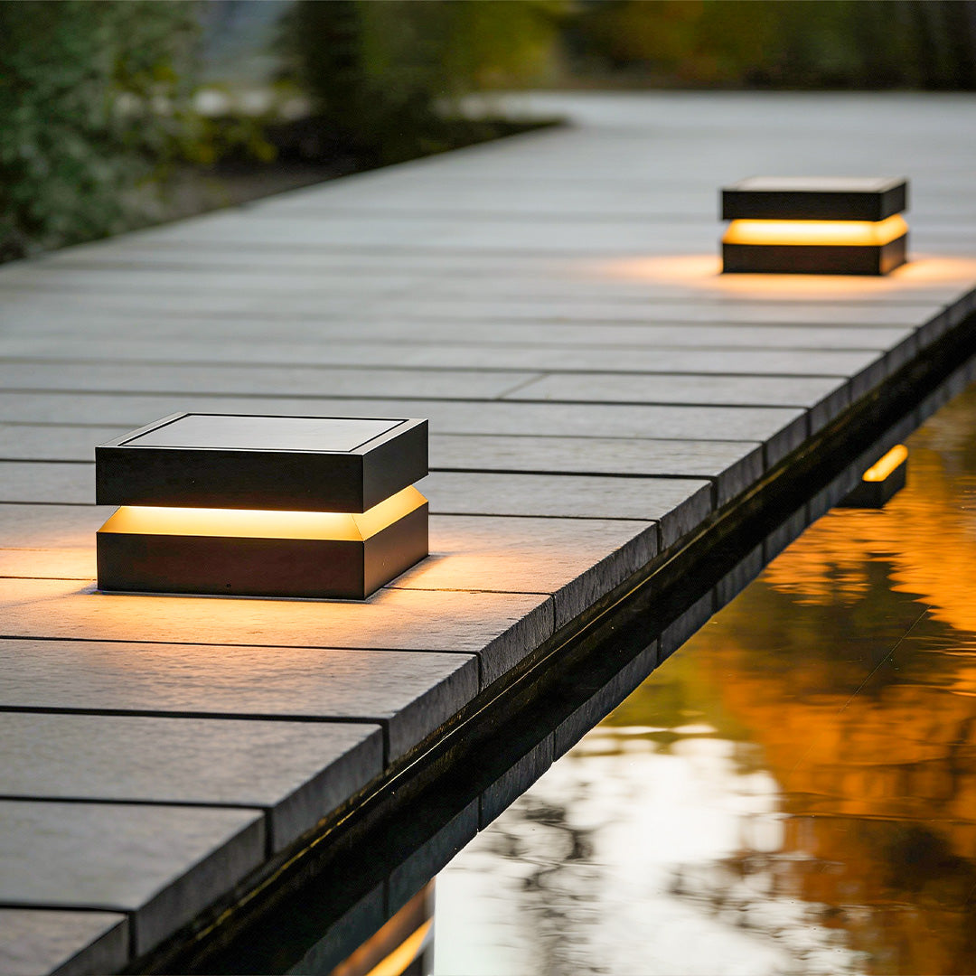 Otley Square Pillar Light Solar or Hardwired Stainless IP65