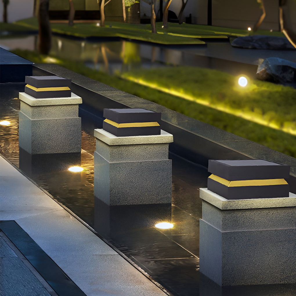 Otley Square Pillar Light Solar or Hardwired Stainless IP65