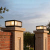 Tetbury Square Pillar Light Ribbed Glass Solar or Mains