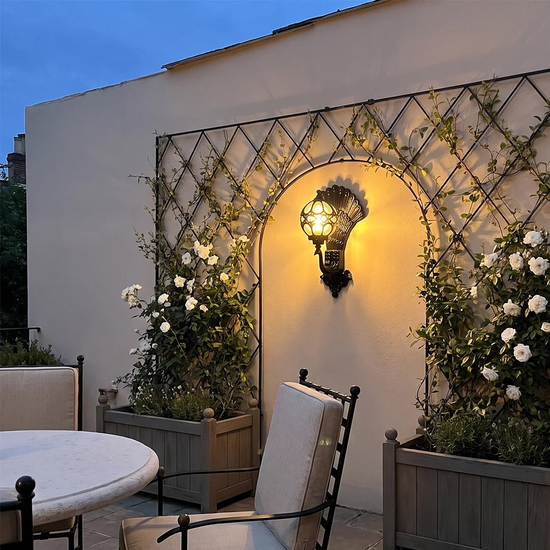 Helmsley Peacock Outdoor Wall Light Hand Painted IP55
