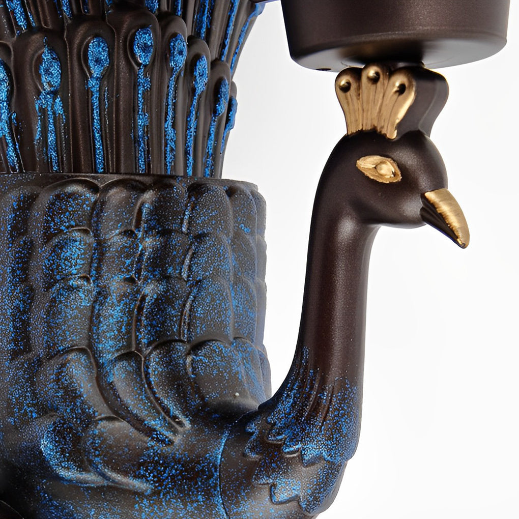 Helmsley Peacock Outdoor Wall Light Hand Painted IP55