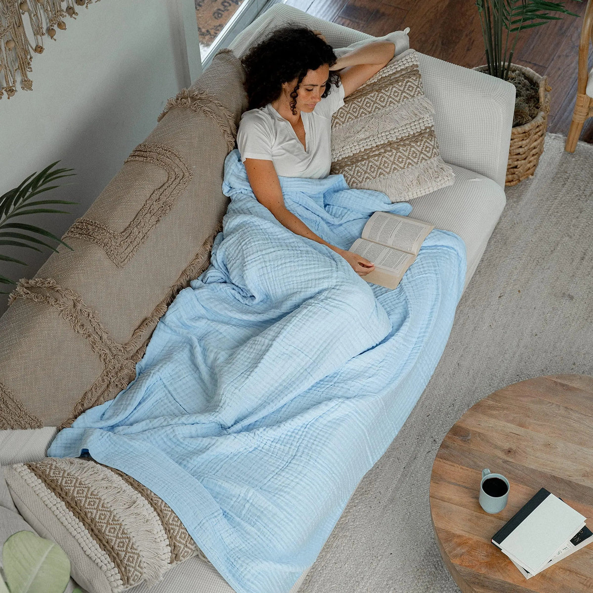 Finchingfield Cotton Muslin Throw Blanket Six Layer