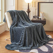 Thaxted Faux Rabbit Fur Throw Blanket Plaid