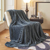 Thaxted Faux Rabbit Fur Throw Blanket Plaid