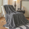 Thaxted Faux Rabbit Fur Throw Blanket Plaid
