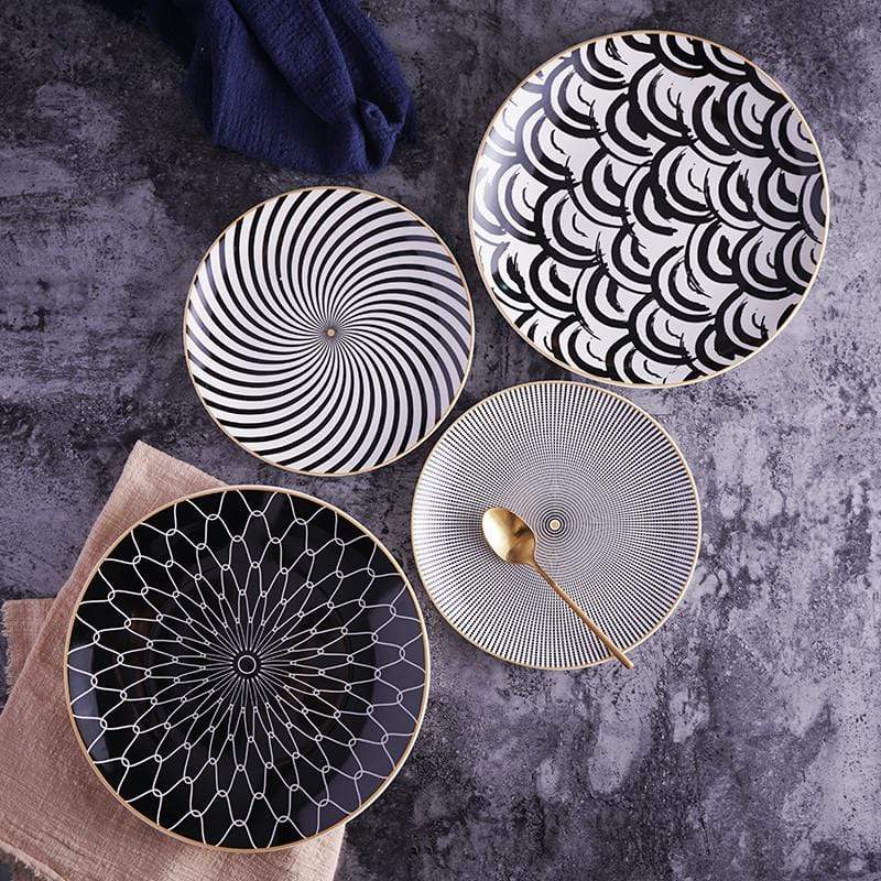 Euclid Dinner Plate Collection Six Patterned Designs