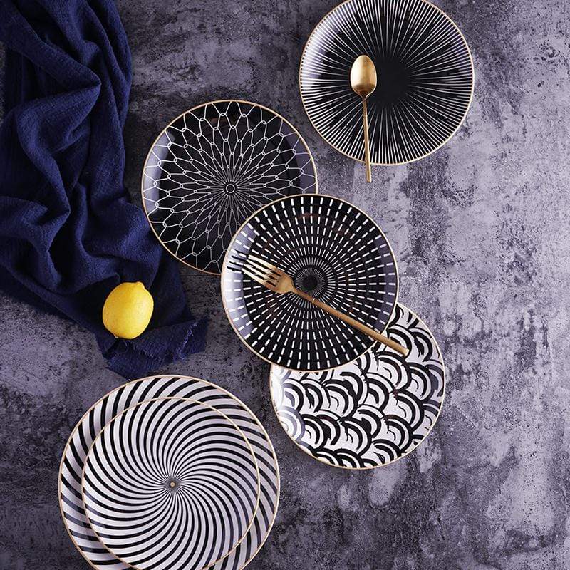 Euclid Dinner Plate Collection Six Patterned Designs