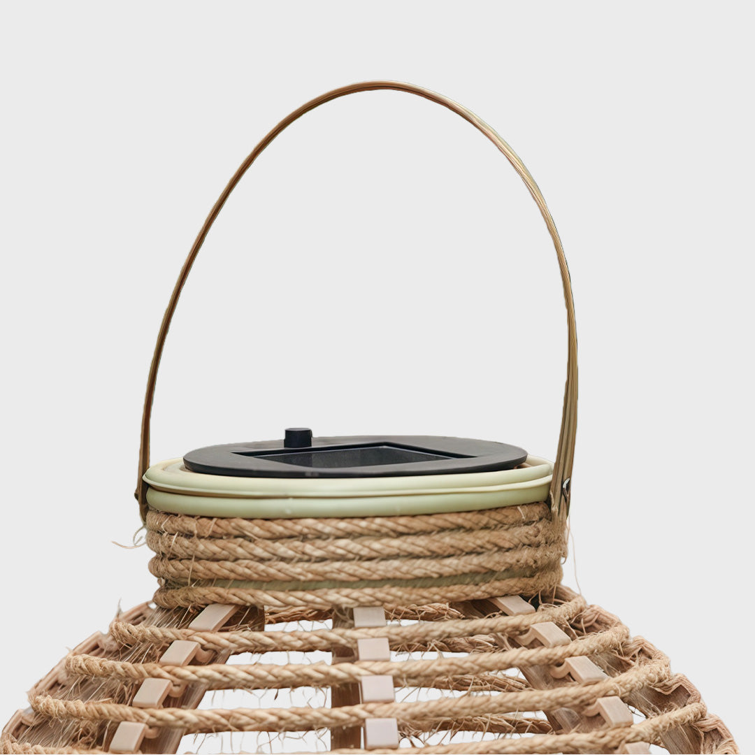 Heddon Rattan Solar Lantern Hanging Jute Rope Handle