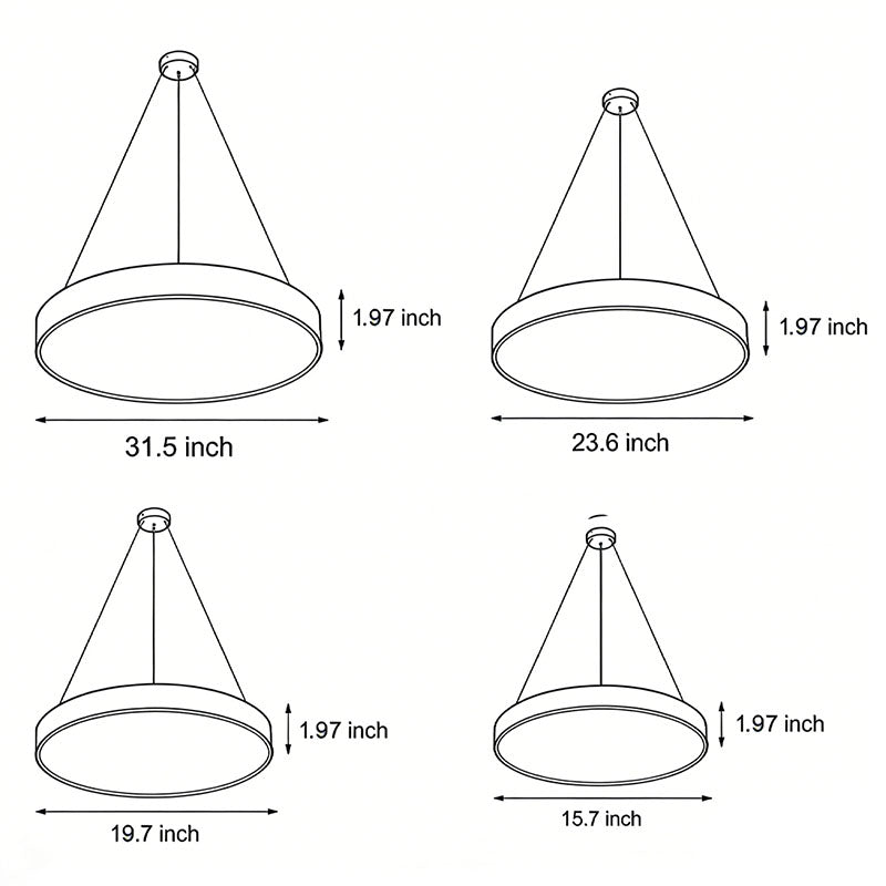 Malton Round Ring Pendant Light LED Dimmable Four Sizes
