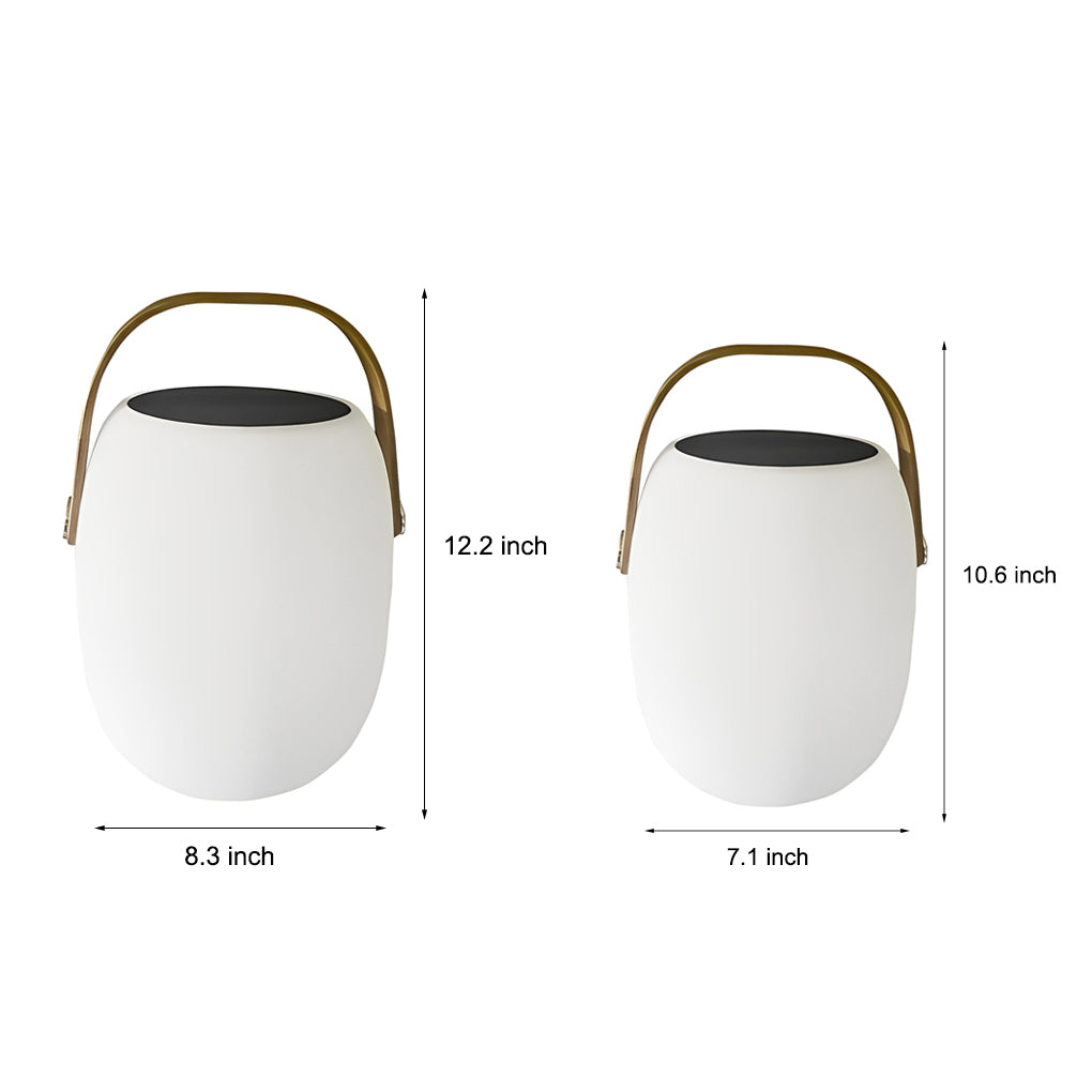 Craster Solar Floor Lantern White Wood Grain Portable LED