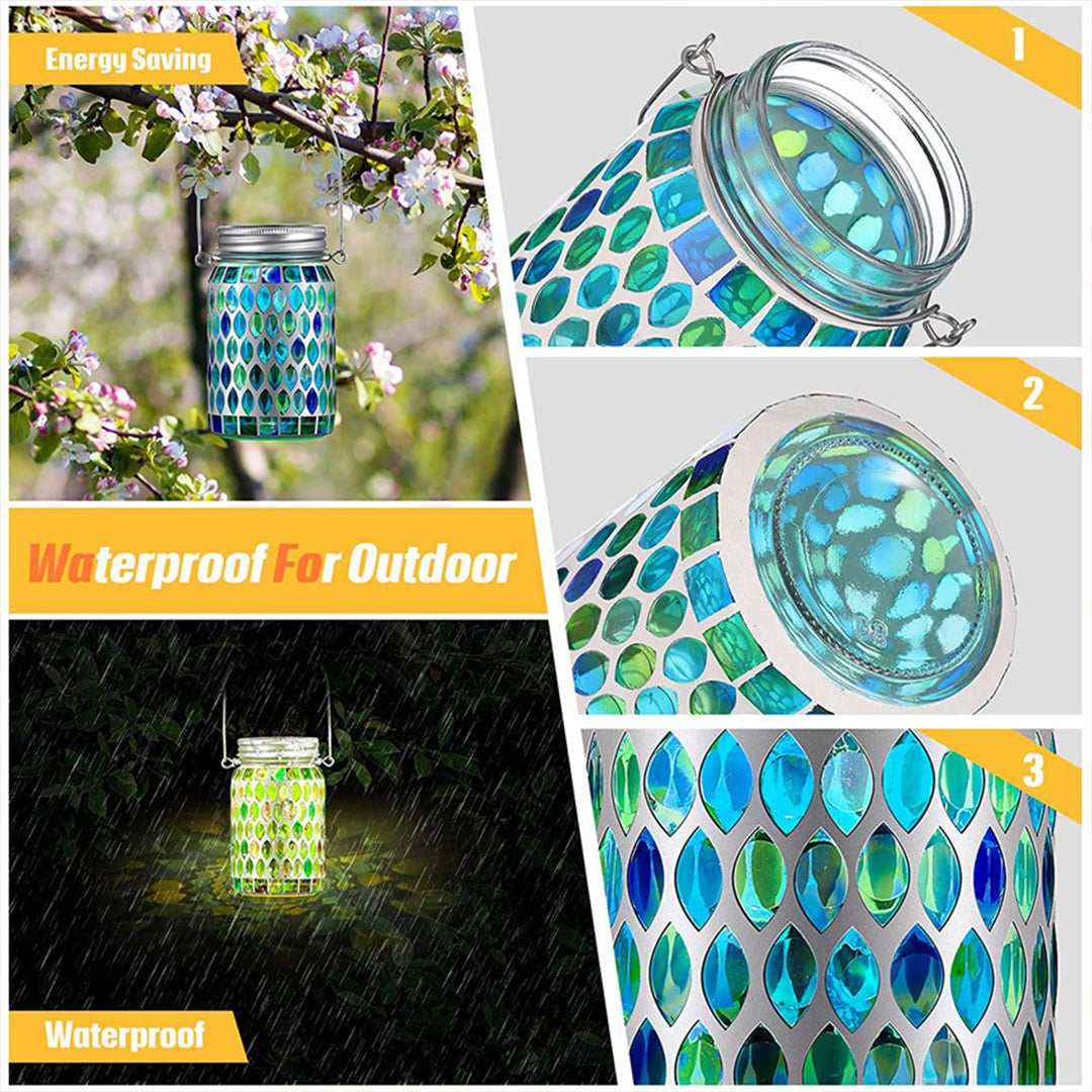 Wooler Mosaic Glass Solar Lights Set of 4 Garden Lanterns