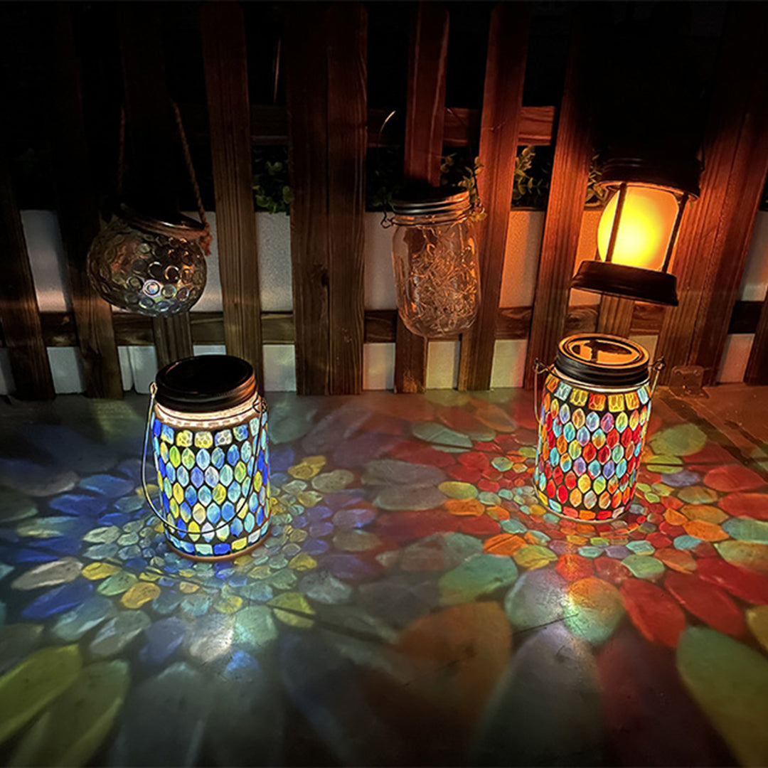 Wooler Mosaic Glass Solar Lights Set of 4 Garden Lanterns