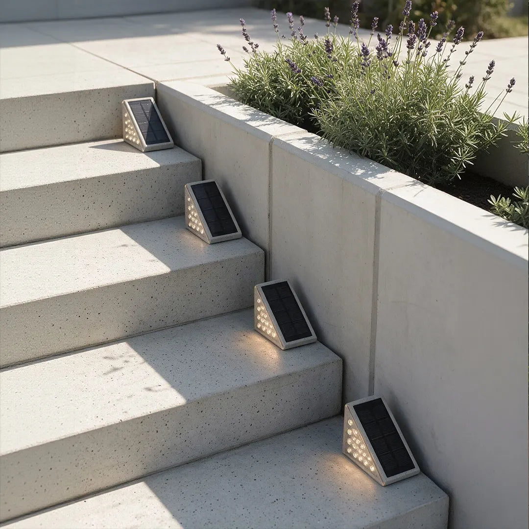 Staindrop Solar Step Lights Set of 2 Triangle Grey