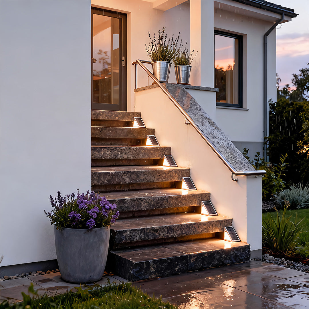 Staindrop Solar Step Lights Set of 2 Triangle Grey