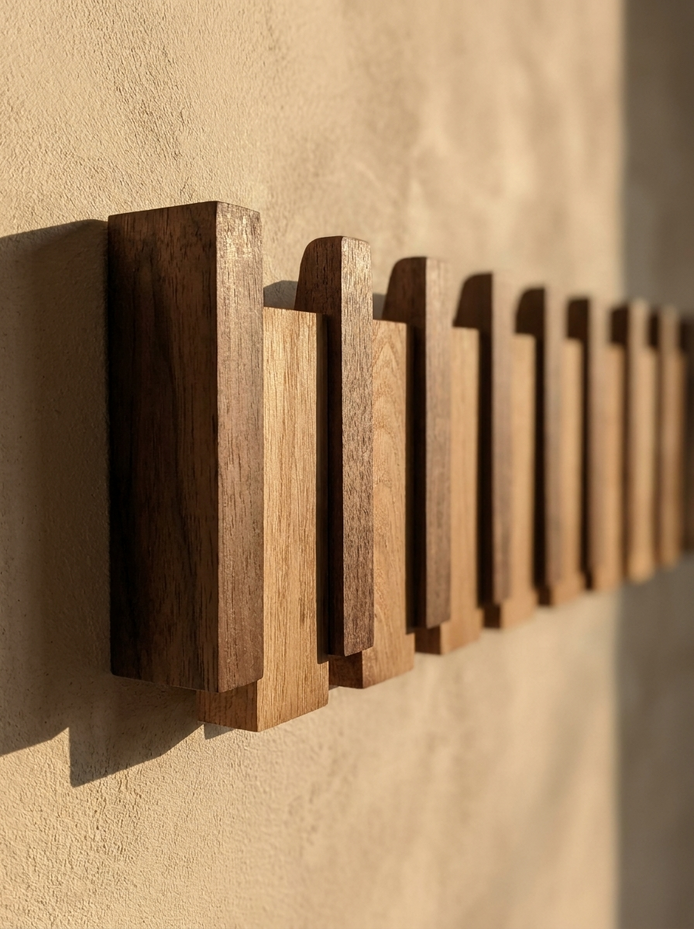 Close detail of the cut piano key profile