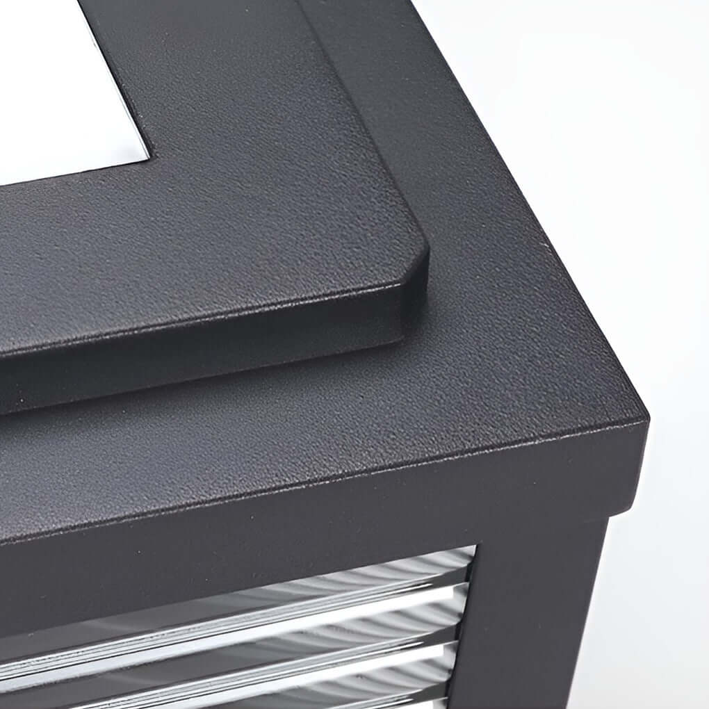 Tetbury Square Pillar Light Ribbed Glass Solar or Mains