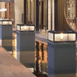 Tetbury Square Pillar Light Ribbed Glass Solar or Mains