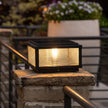 Tetbury Square Pillar Light Ribbed Glass Solar or Mains