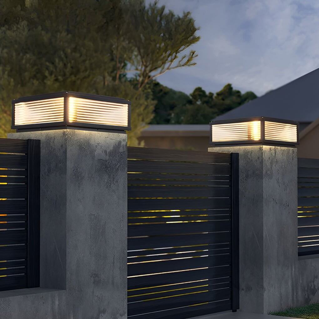 Tetbury Square Pillar Light Ribbed Glass Solar or Mains